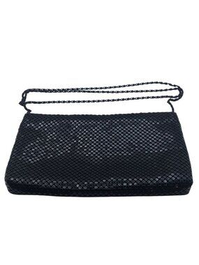 Black Mesh Metallic Evening Bag Purse Chain Strap Zip Closure Inner Pocket Marlo